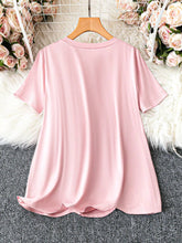 Women's Comfortable & Breathable 3D Floral Loose Fit Pink T-Shirt, Summer